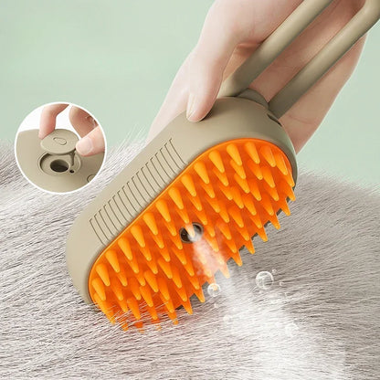 Escova 3 em 1 para Pets com Spray, Massagem e Removedor de Pelos