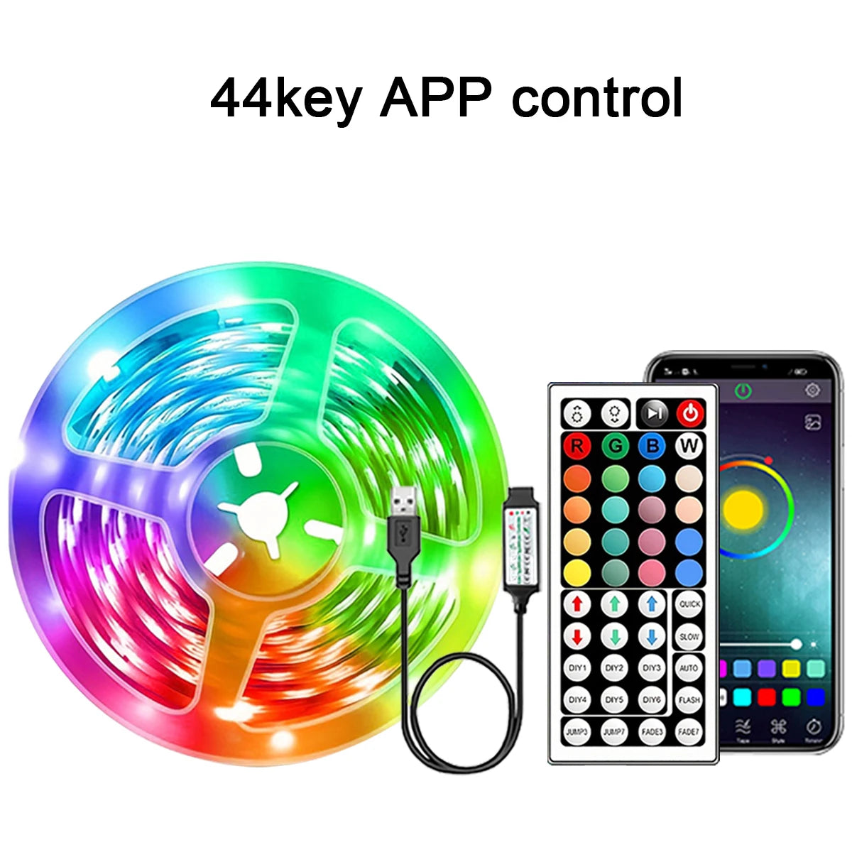 Fita LED RGB Flexível com Controle por App – Iluminação Decorativa