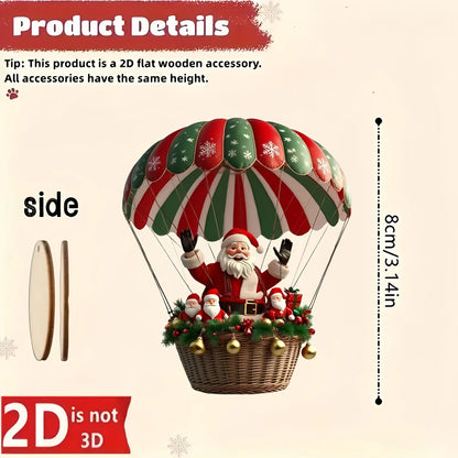 Kit 10 Pendentes de Madeira Natalinos — Balão e Papai Noel para Decoração da Árvore