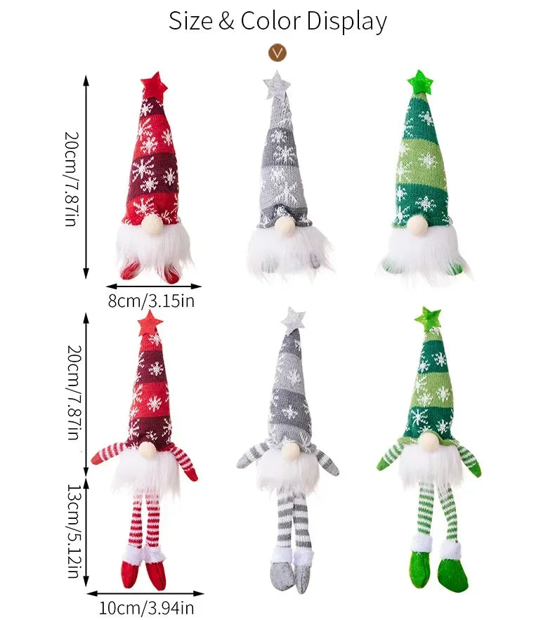 Gnomos de Natal com LED — Enfeite Decorativo de Pelúcia para Casa e Árvore